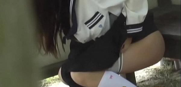  Asian in uniform rubs vag